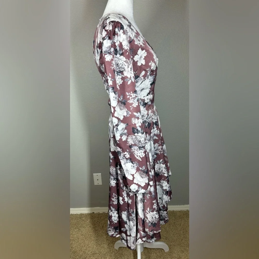 NWT Lulu's Lunette Dusty Purple Floral Midi Dress Size Small Coquette Romantic
